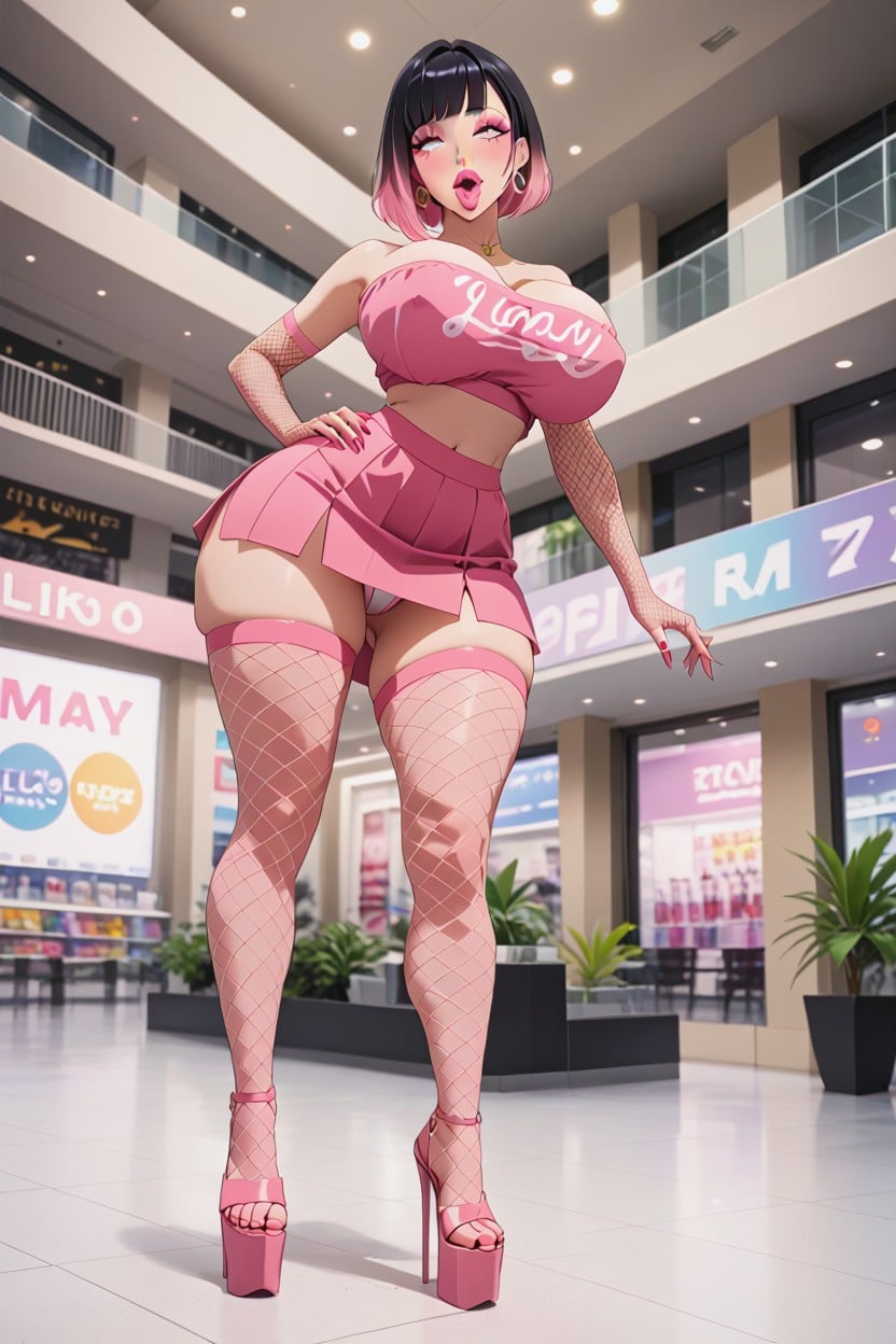 Dark Make Up, Hip To One Side, Bare Waist Hentai AI Porn