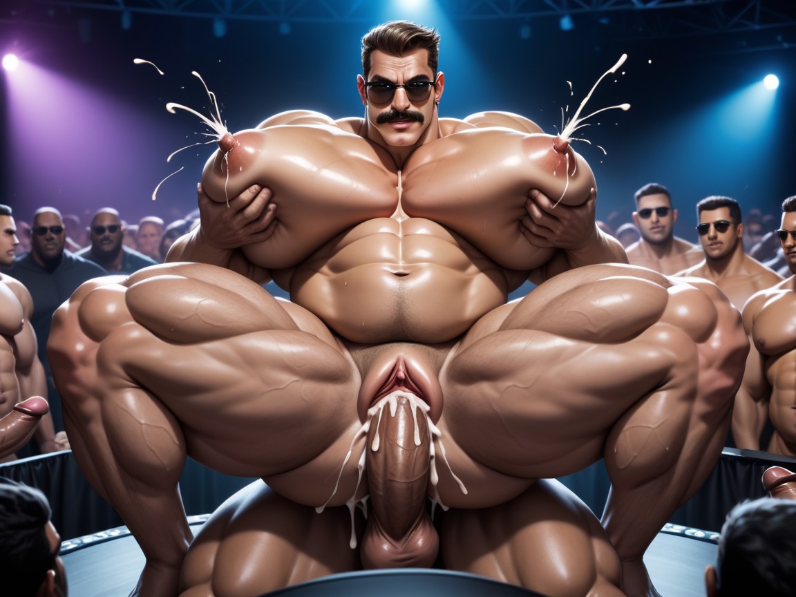 Pequeño, Mouth Agape, Big Hyper Nipples Porno gay IA