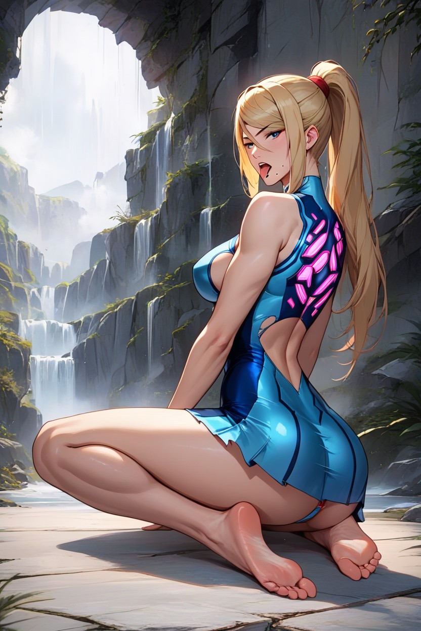 Feet Showing, Samus, Sitting On Feet Hentai AI Porn
