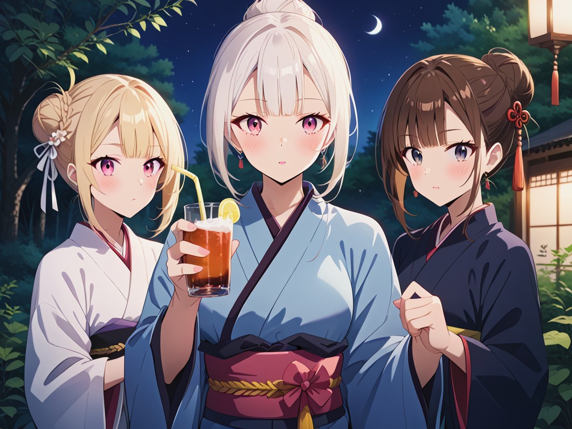 Blonde Hair, Night Time, In The Bushes Hentai AI Porn
