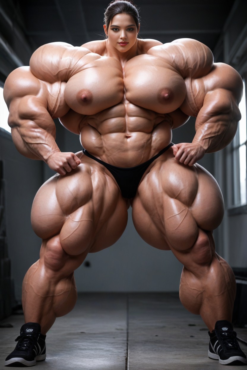 Gigantic Muscles, Asian, Hyper Muscular Arms AI Porn