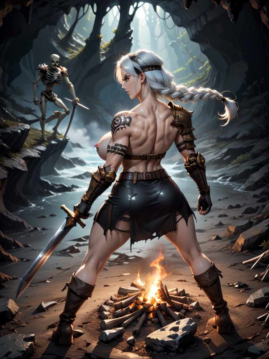 Black Streaking Eye Shadow, Movement Lines, Nipple Piercings Hentai AI Porn