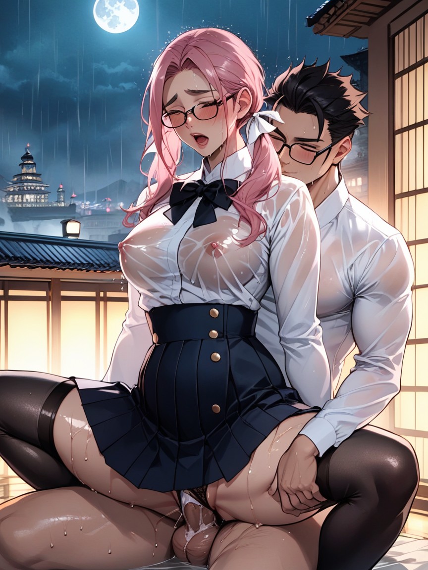Snatched Waist, Japanese Cityscape View, Saya Takagi Hentai AI Porn