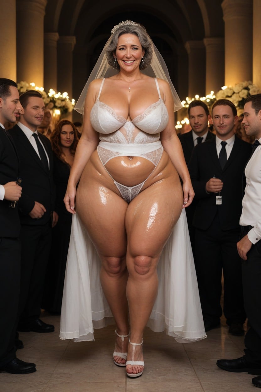 Oil, Wedding Dress, Sweaty MILF AI Porn