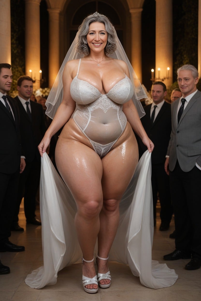 Wedding Dress, Ash Hair, Pubic Hair MILF AI Porn