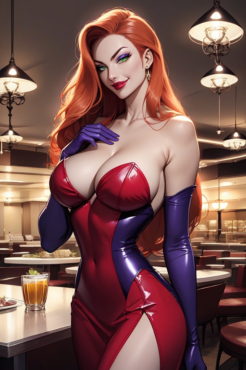 Wasp Waist, Ginger Hair, Hyper Realism Style Picture Hentai AI Porn