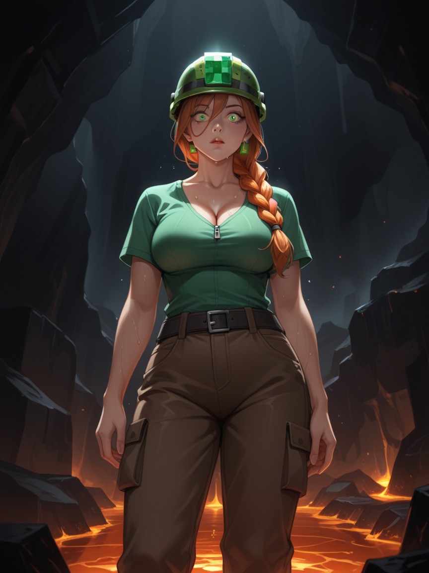 Sweating Profusely, Back Against A Wall, Cleavage Hentai AI Porn