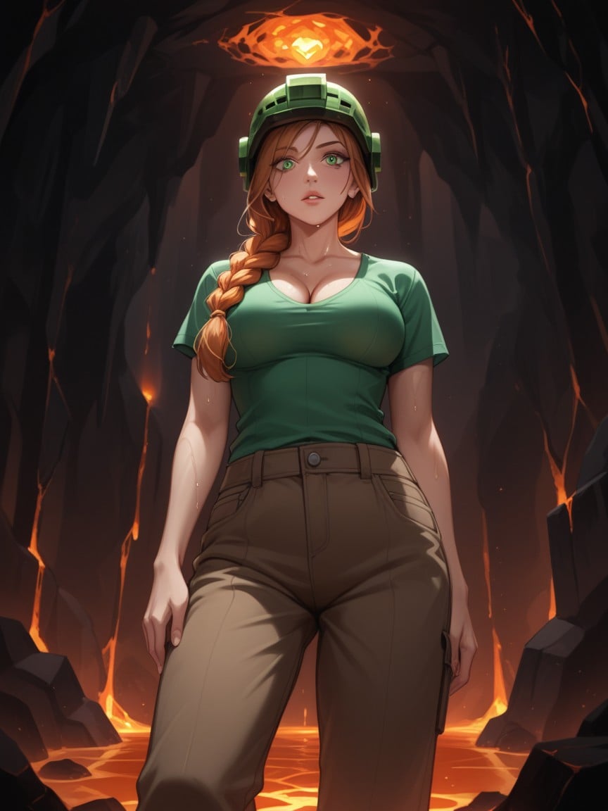 Medium Breast, Brown Cargo Pants, Dark Surroundings Hentai AI Porn