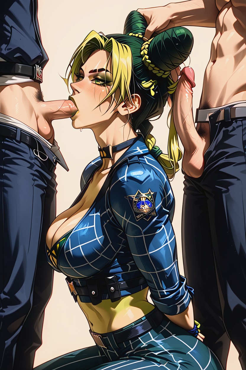 Thick Thighs, Jolyne Arms Behind Back, Jolyne Has Plump Ass Hentai AI Porn