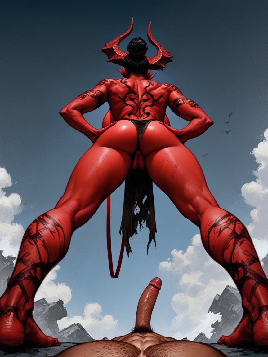 Loin Cloth, Black Lines, Full Body AI Porn