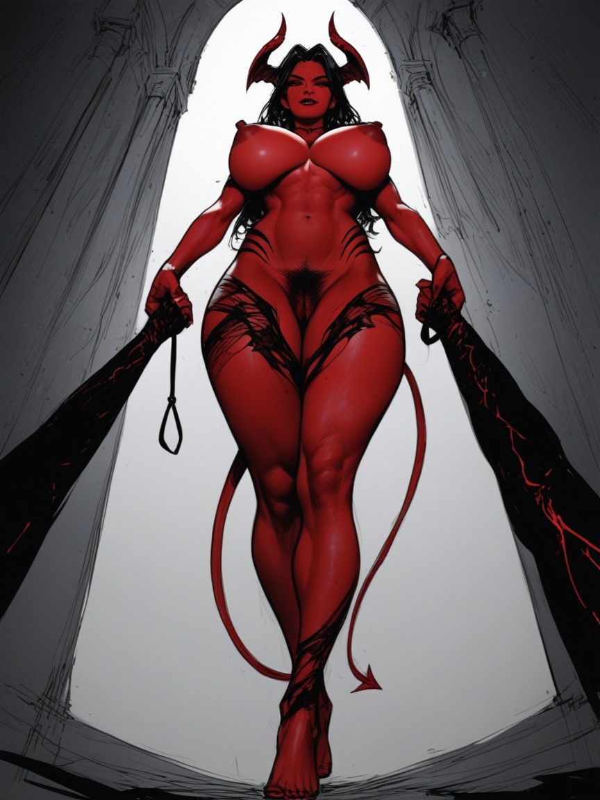 Red Image, Large Ass, Female AI Porn