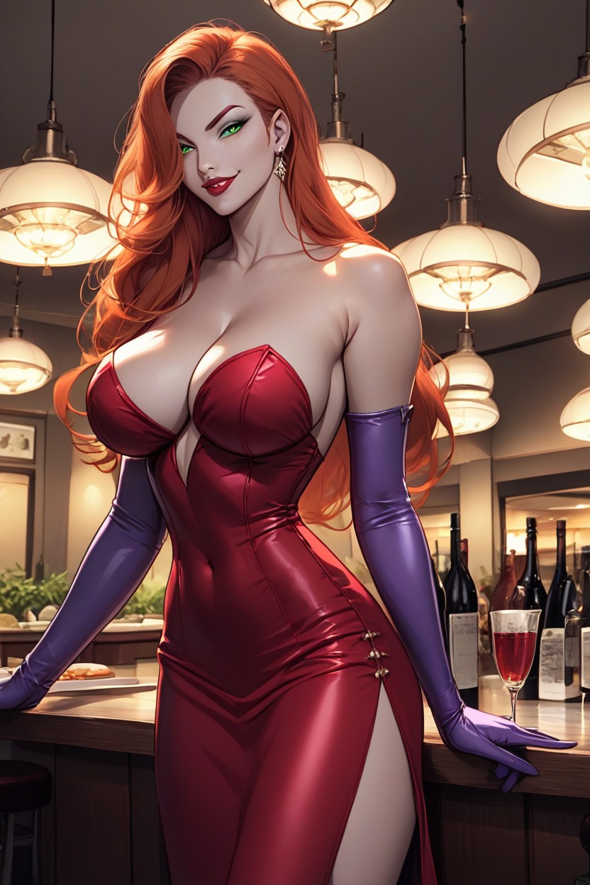 Red Dress, Smug Expression, Night Hentai AI Porn