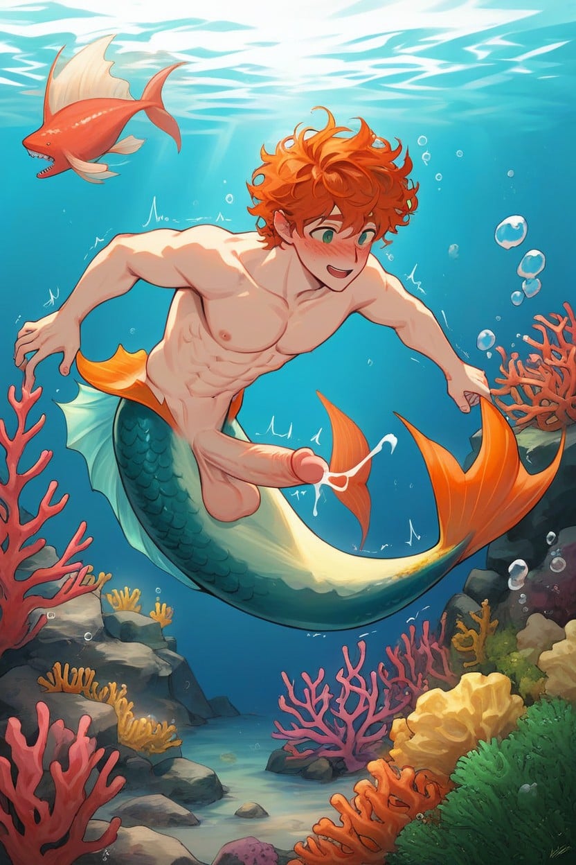 Orange Hair, Flowting Under Water, Twitching Penis Porno gay IA