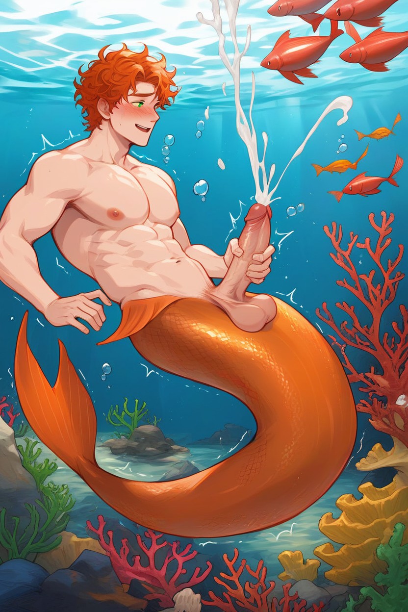 Humanoid, Masturbation, In The Ocean AI Gay Porn