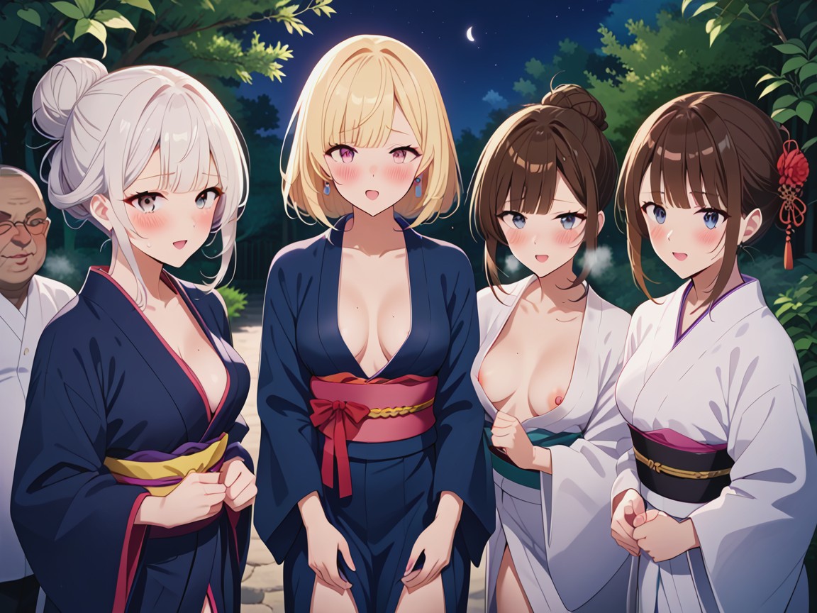 Standing Doggy, Rough Gangbang, Blue Kimono Hentai IA