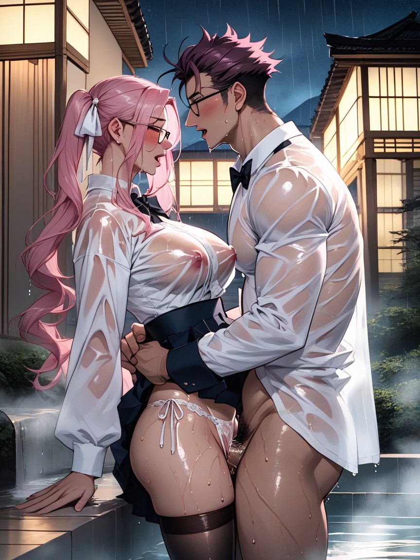 Cowgirl Sex, Wet Clothing, Waist Shot Hentai AI Porn
