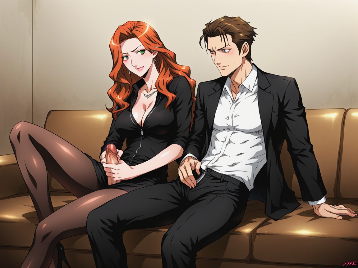 Man Penis Out, Dominant Female, Woman Wearing Pantyhose Hentai AI Porn