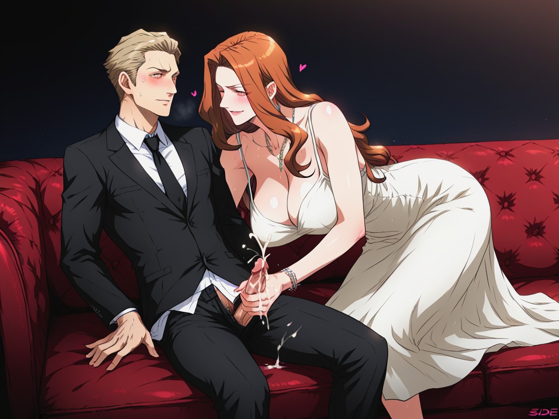Man Looking Forward, Man Cumming, Third Person Handjob Hentai AI Porn