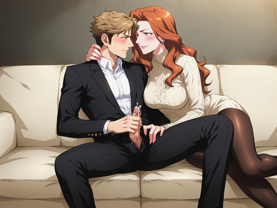 Much Taller Woman, Woman Handjob, Weak Man Hentai AI Porn