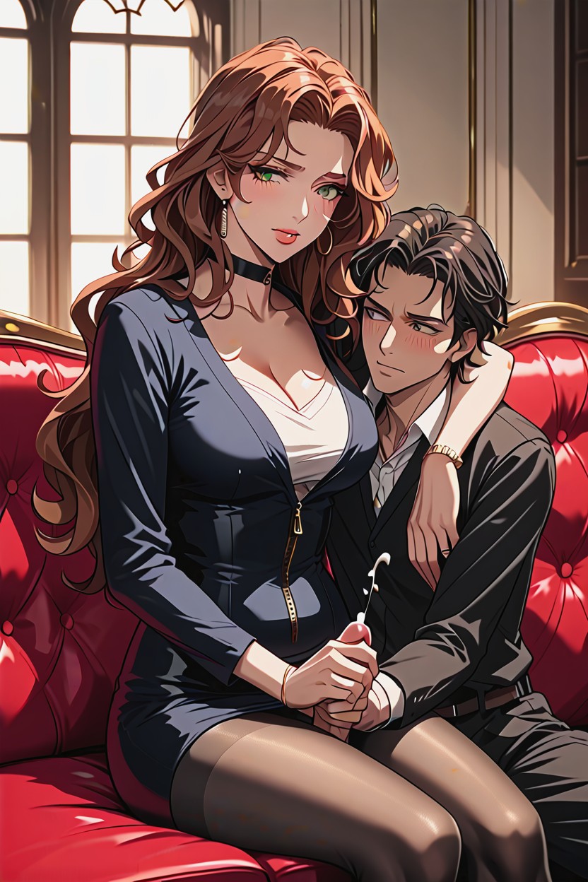 Dimunitive Man, Womans Hand On Penis, Man With Embarrassed Look Hentai AI Porn