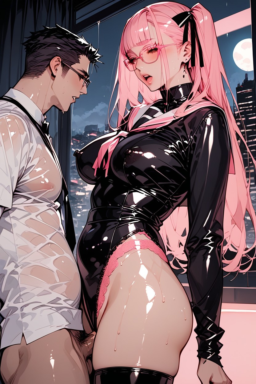 Fully Clothed, Fucking Chubby Japanese Man, Latex Sailor Uniform Hentai AI Porn