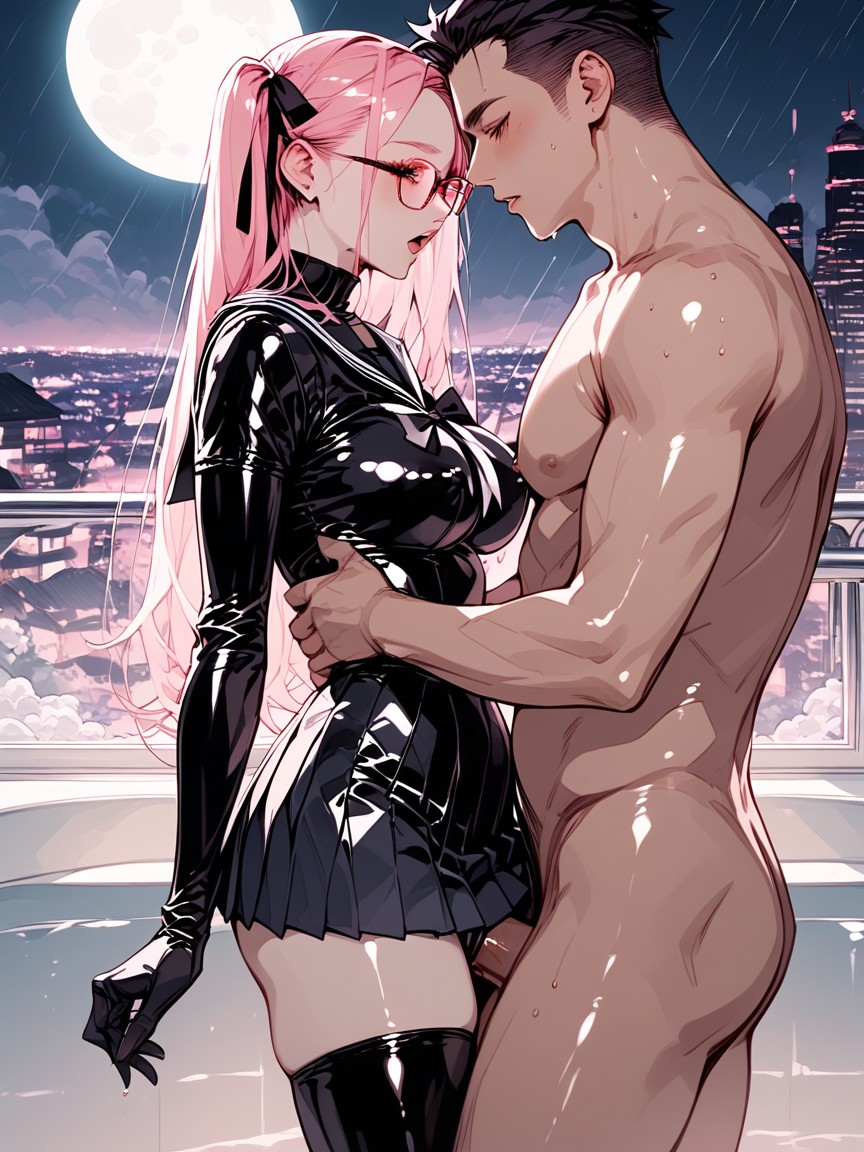 Latex Sailor Uniform, Thick Eyelashes, Japanese Man Has Long Length Hair Hentai AI Porn