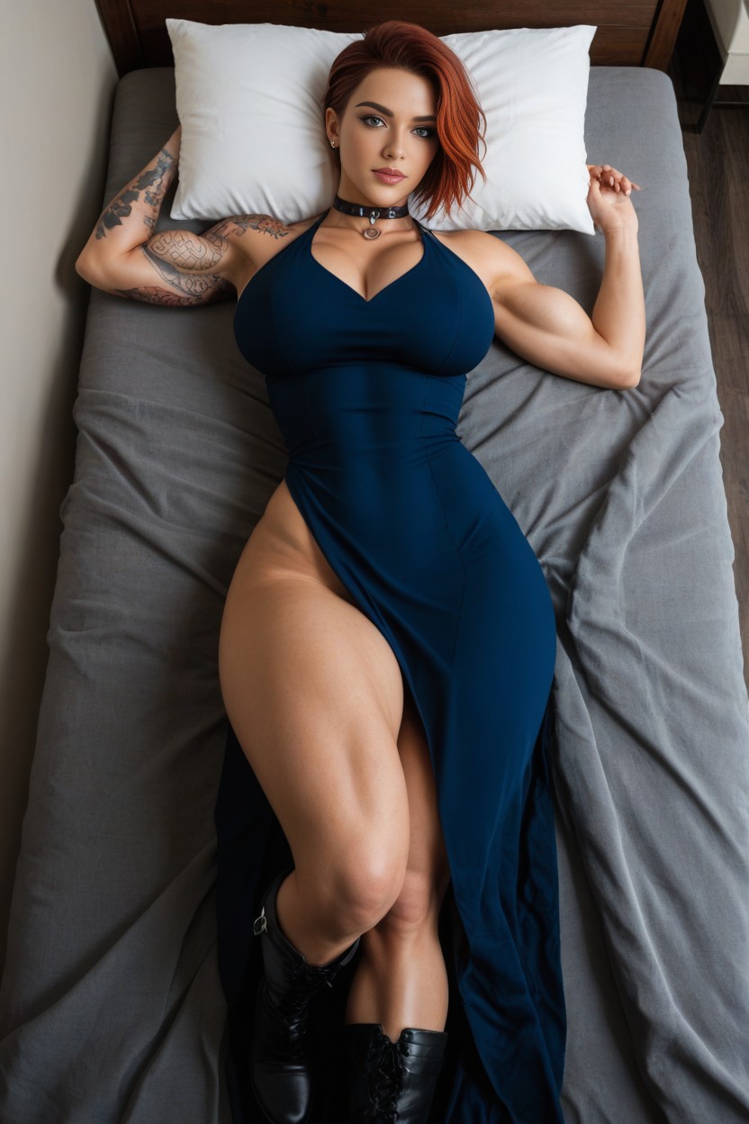 Lean Thighs, Looking At Viewer, Tattoos On Chest And Abdomen AI Porn