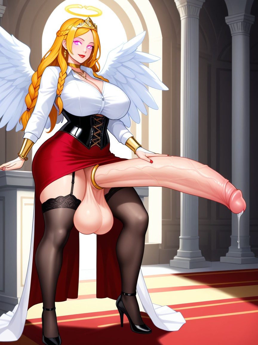 Double Penis, Thigh High Socks, Perfect Face Shemale AI Porn