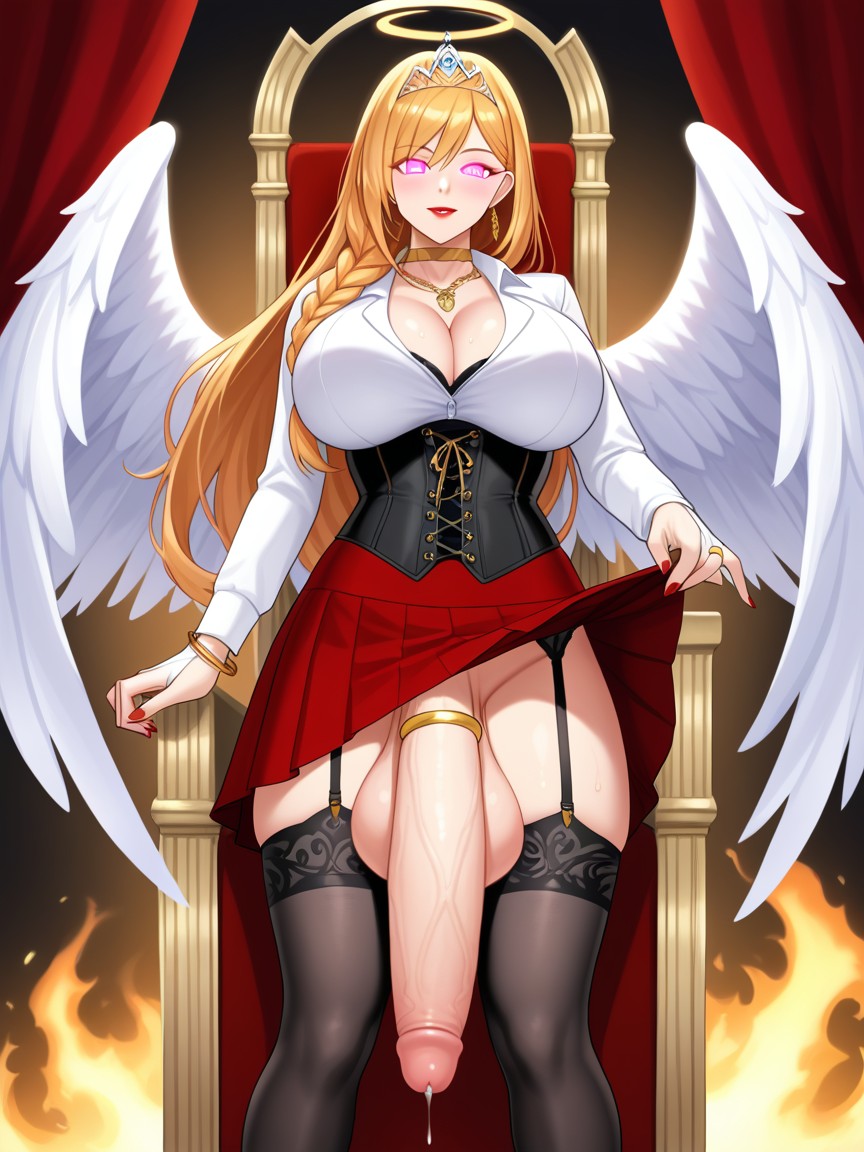 Futanari, Linea Alba, Angel Wings Porno IA transsexuelle