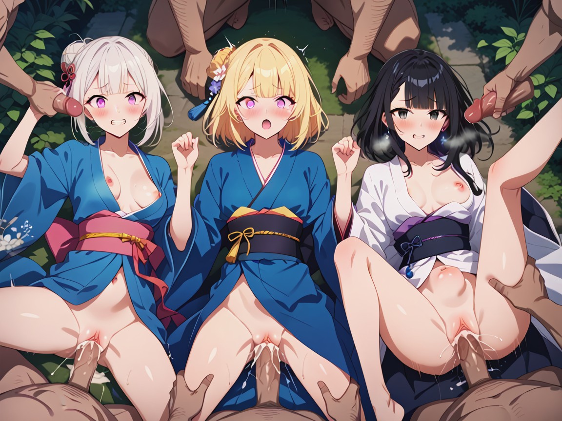 Center Flap Bangs, Black Hair, Small Breasts Hentai AI Porn