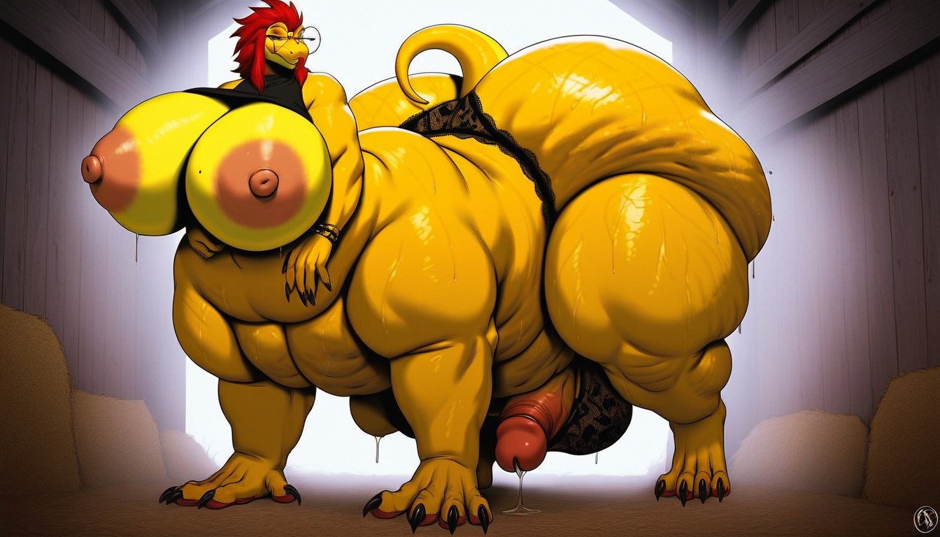 Colossal Breast, Alphys, Biggest Ass In The World Furry AI Porn