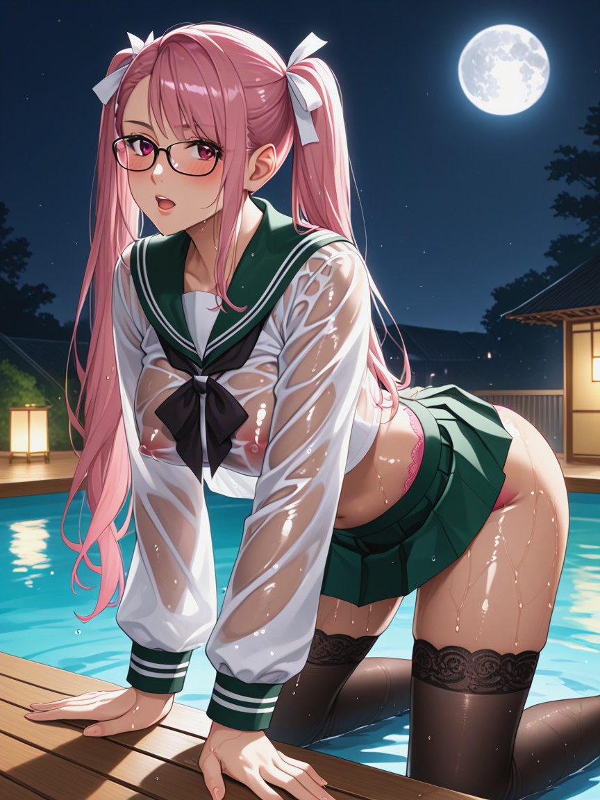 Brown Eyes, Saya Takagi, Wet Uniform Hentai AI Porn