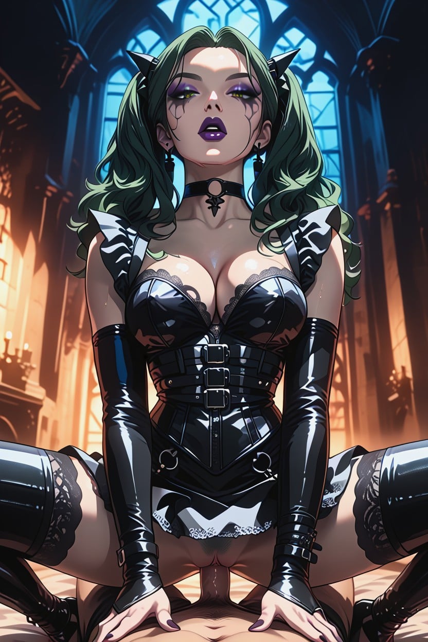 Warm Glow, Skirt Riding Up "shoes "platform Heels Leather", Skin "porcelain Flawless Texture" Hentai AI Porn