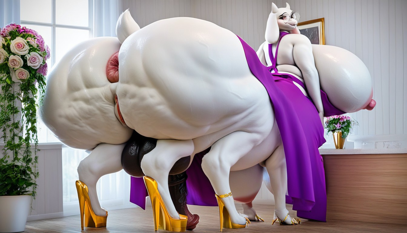 Extremely Large Ass, Holes Dripping Wet, Large Hips Furry AI Porn
