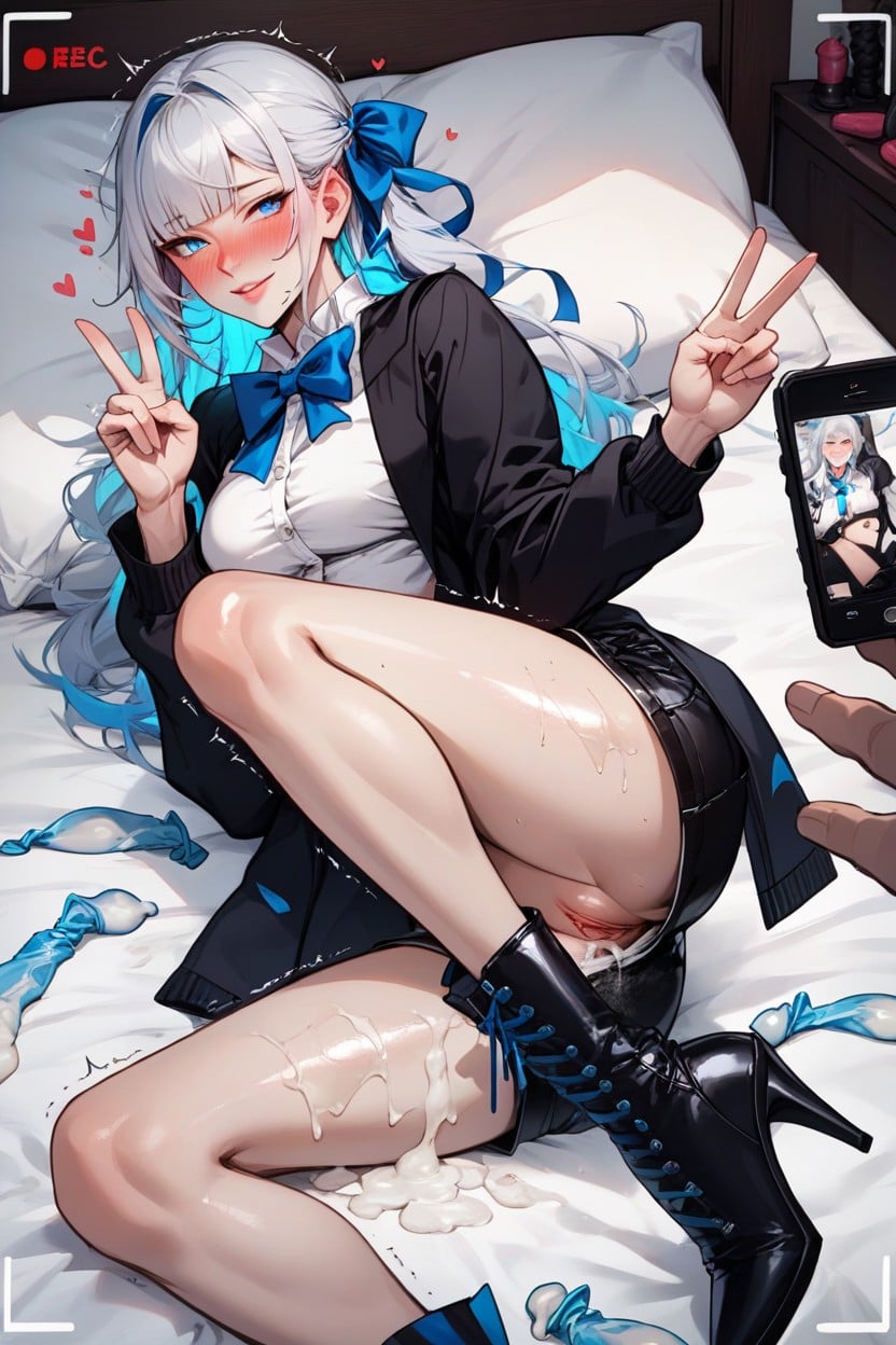 Hourglass Body Type, Bedroom Eyes, Bounce Lines Hentai AI Porn