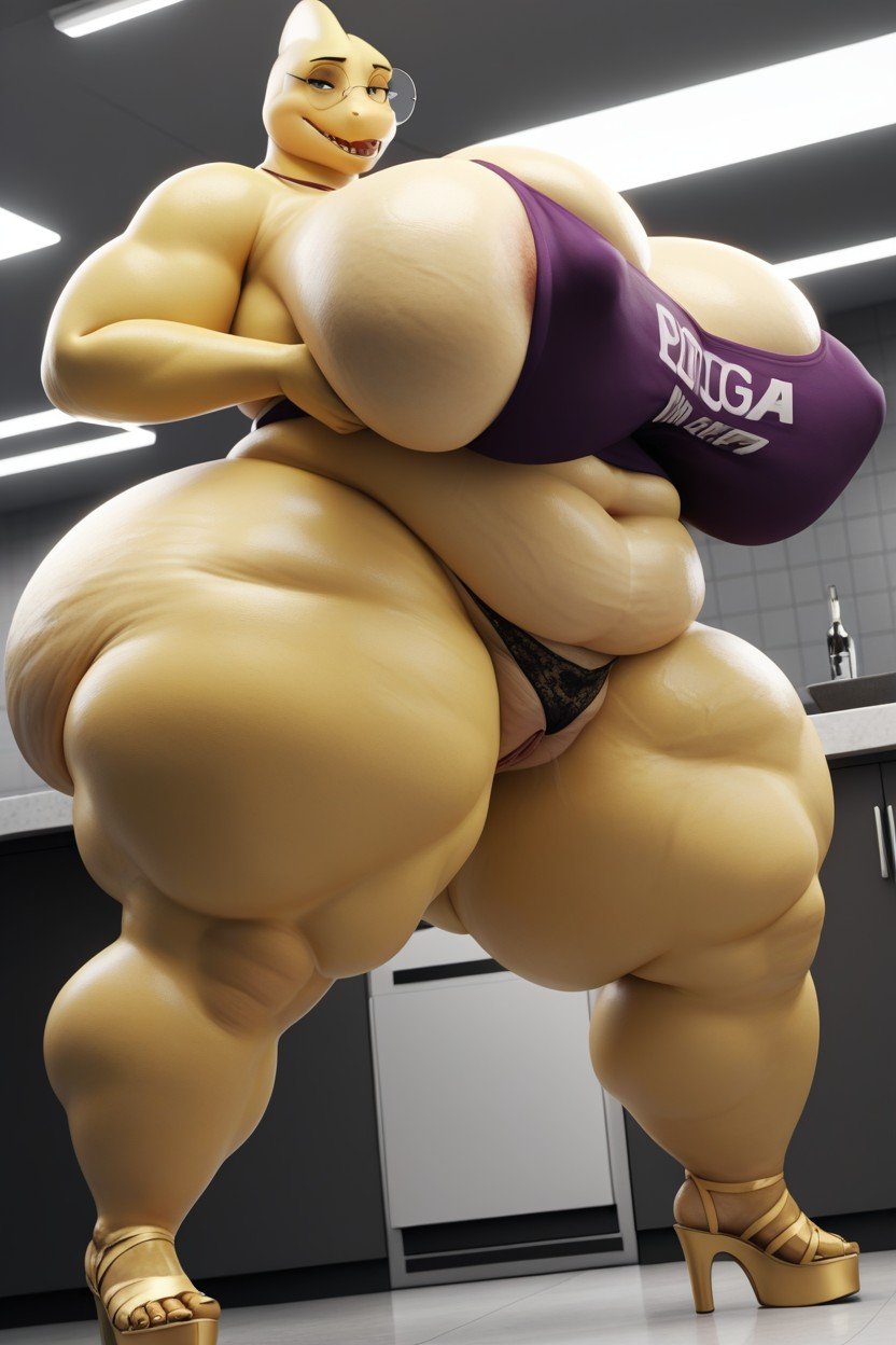 Alphys Undertale, Extremely Large Ass, Giant Ass Furry AI Porn