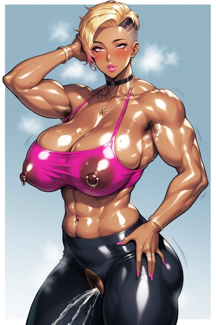 Blushing, Expressionless, Breast Press Hentai AI Porn