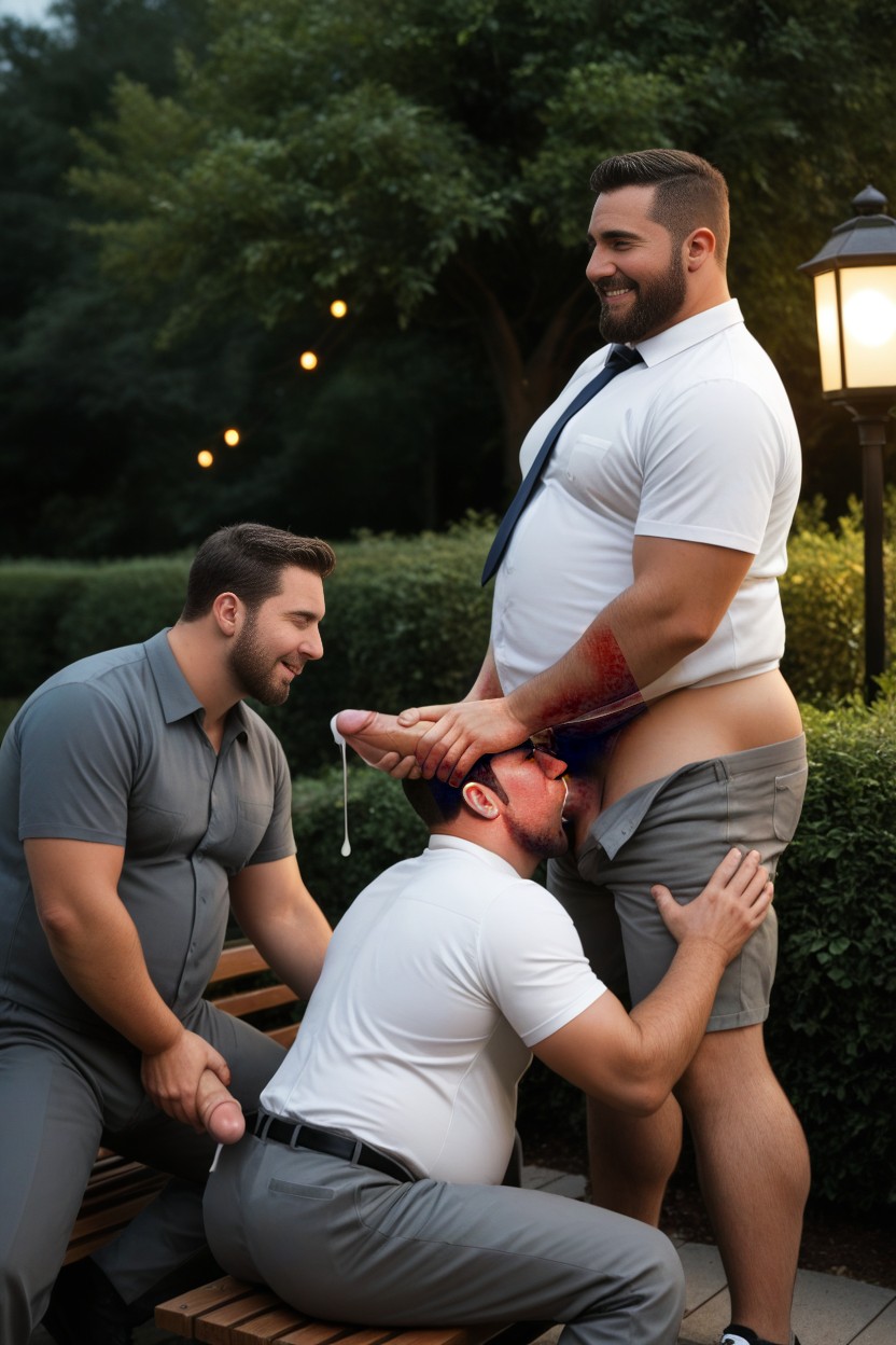 Round Ass Gay Standing Bent Over With A Dick In His Ass And Sucking Dick, Three Gays In Ripped Office Suits, Bent Over Porno gay IA