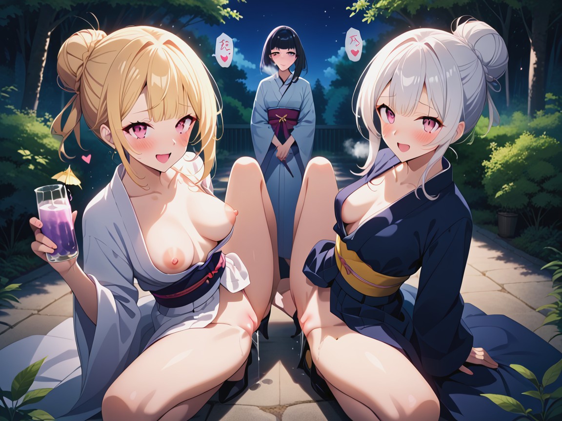 Big Pink Eyes, Kimono, Drink Love Potions Hentai AI Porn