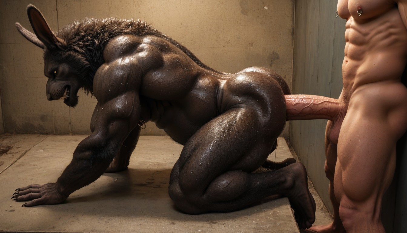 Beast, Uhd, Giant Werewolf With Extreme Massive Cock Fucks Rabbit Furry Ass Porno gay IA