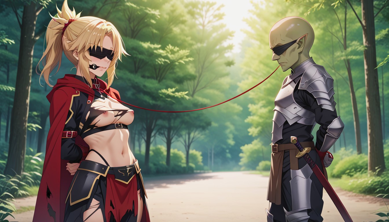 Collar (restraints), Grey Armor, Blindfold Hentai AI Porn