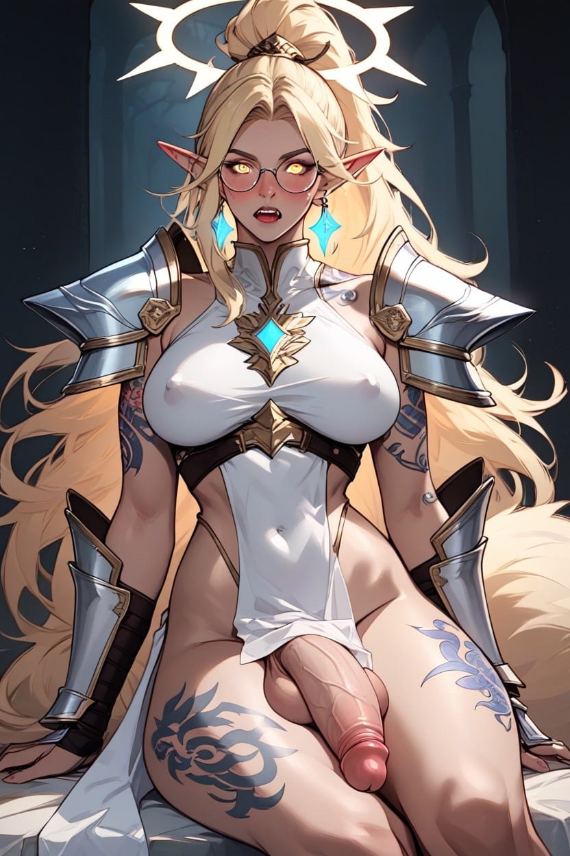 Hair Length Touches The Ground, High Ponytail, Glowing Eyes Shemale AI Porn