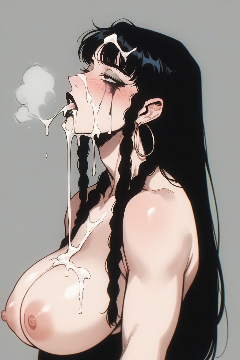 Side View, Black Hair, Cum Shot Hentai AI Porn
