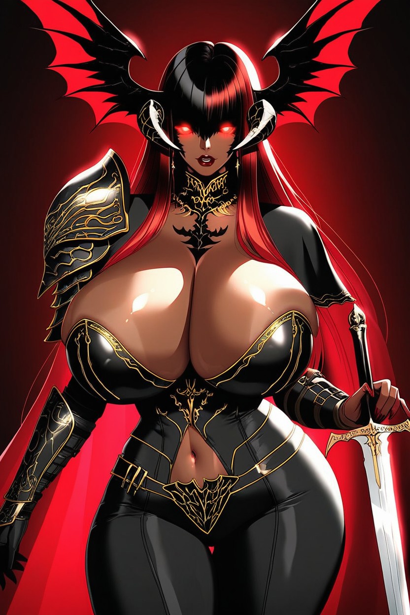 Head Wings, Holding Sword, Peito Colossal Porno IA latina
