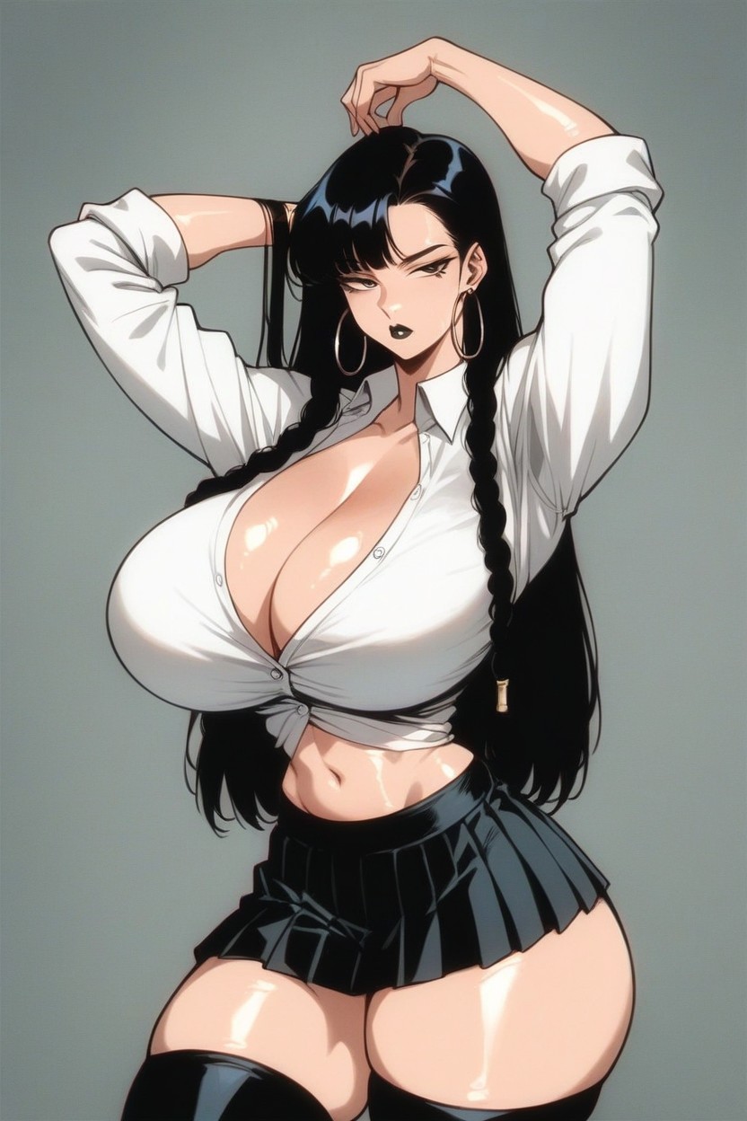 Thick Thighs, Sleepy Eyes, Navel Exposed Hentai AI Porn