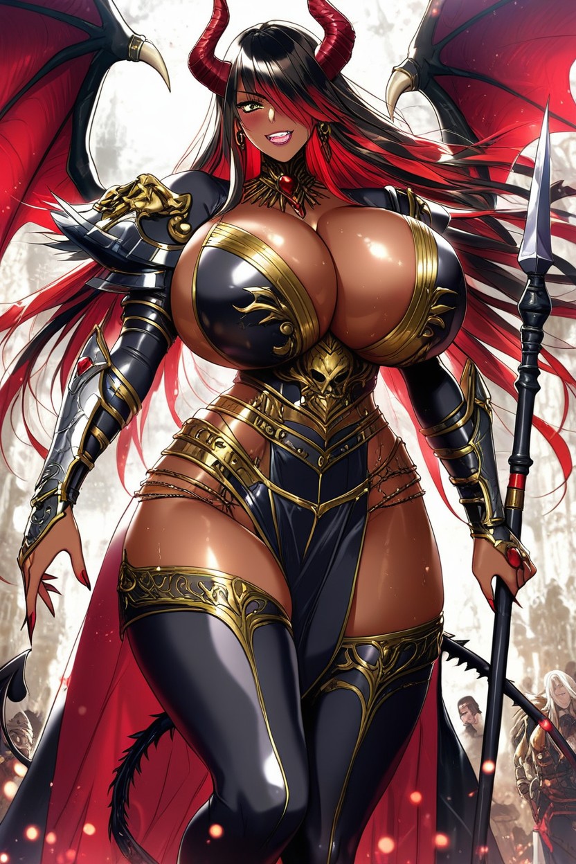 Hourglass Figure, Amazonian, Leg Armor Ebony AI Porn