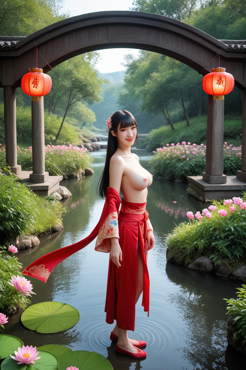 Pink Nipples, Sexy Pose, Cinematic Porno IA Asiatique