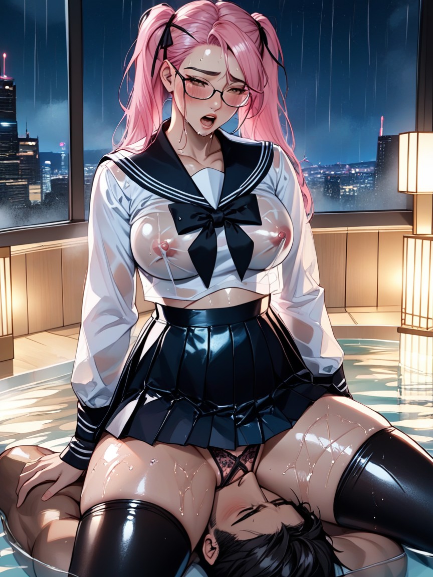 Extremely Oiled Body, Futuristic Hot Tub, Massive Amount Of Oil Hentai AI Porn