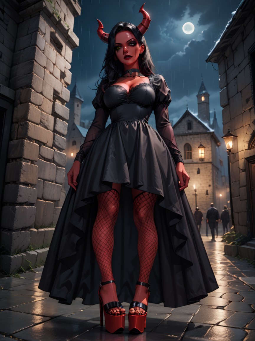 Long Length Hair, Noir, Night AI Porn