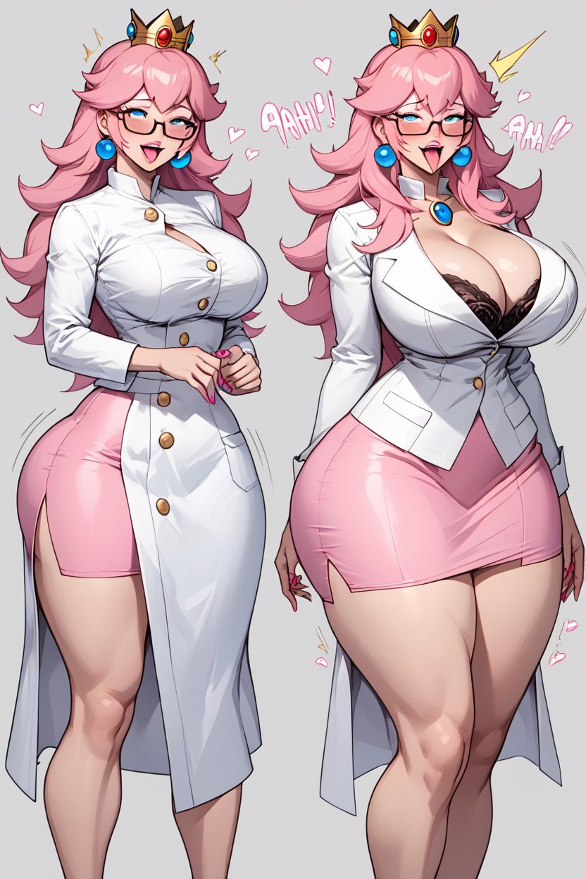 Neckline, Big Breasts, Large Rim Glasses Hentai AI Porn